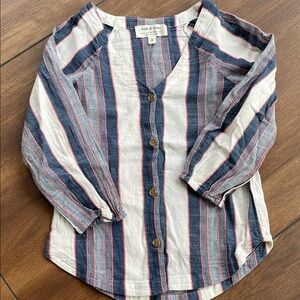 Anthropologie Striped Button-Down Top in Blue, White & Red